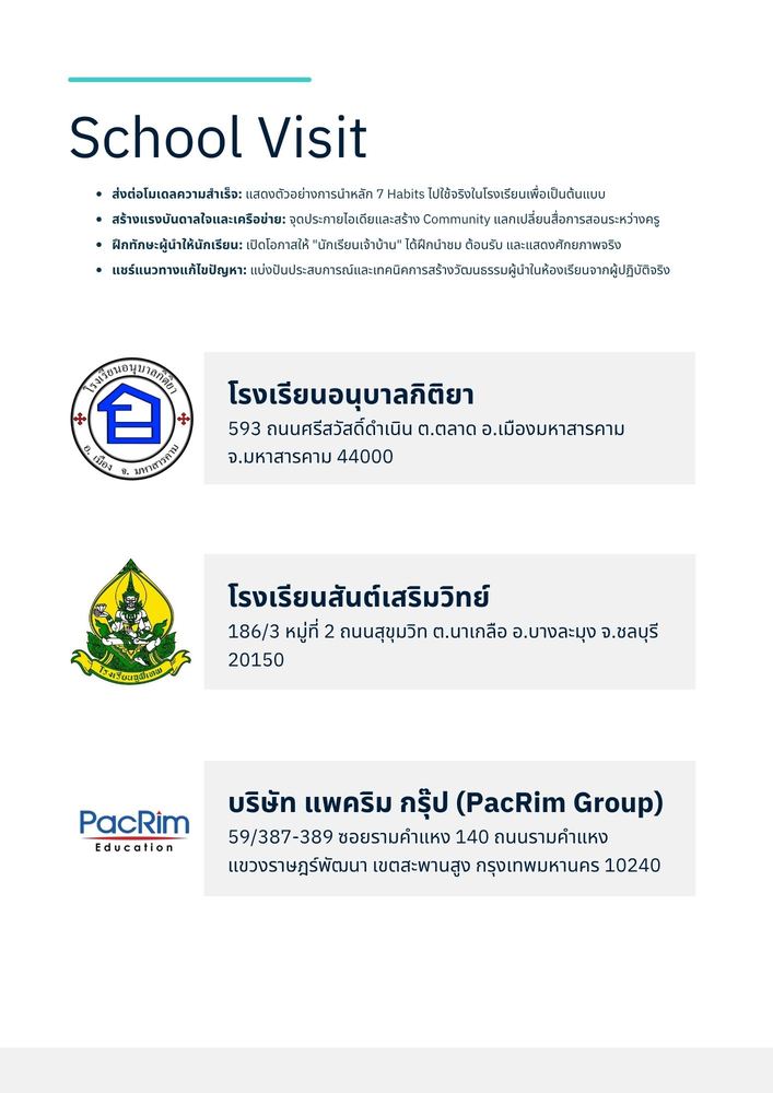 School Visit: โรงเรียนอนุบาลกิติยา x PacRim Group